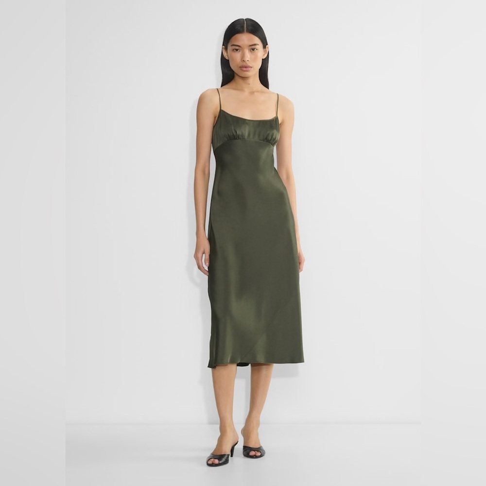 ARITZIA | Wilfred Toulouse Satin Dress Dark Olive Small - Picture 2 of 6